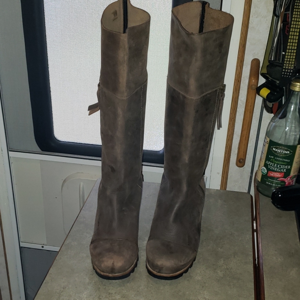 Sorel Brown Leather High Heel Boots
